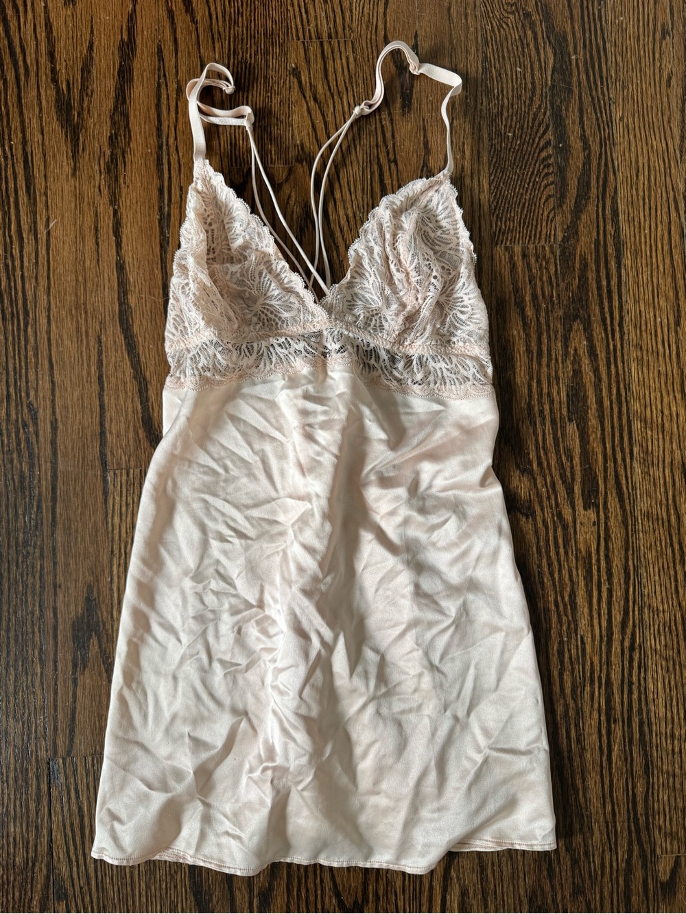 Lace-Trim Slip Dress in Blush Pink